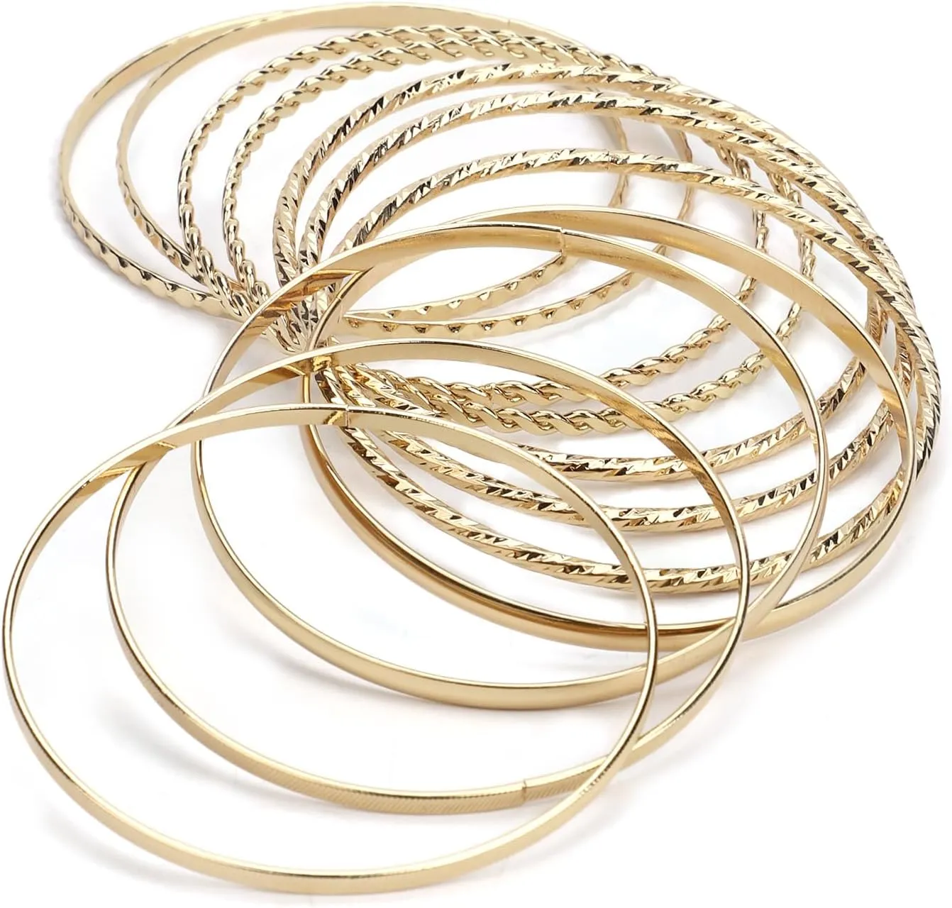 12pcs Boho Bangles for Women, Silver Bracelets Stackable Bracelets Trendy Layered Bangles for Women Girls Jewelry Gifts