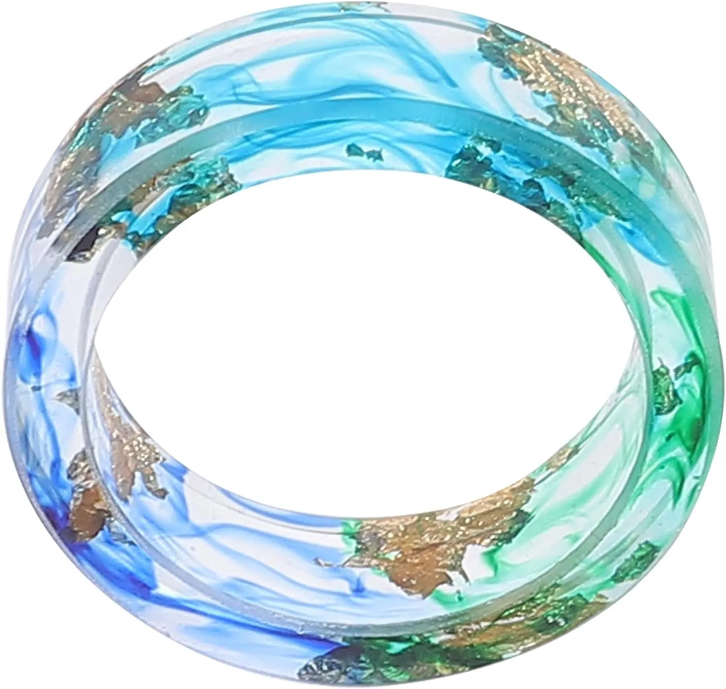1Pc Delicate Gold Foil Resin Ring Jewelry for Women Fashion Accessory for Festivals Parties and Daily Wear Unique Resin Ring Design Comfortable and Durable