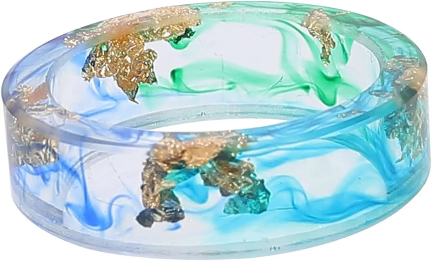 1Pc Delicate Resin Ring with Foil Decor Fashion Accessory for Women Unique Jewelry Durable Comfortable Texture Loved Ones