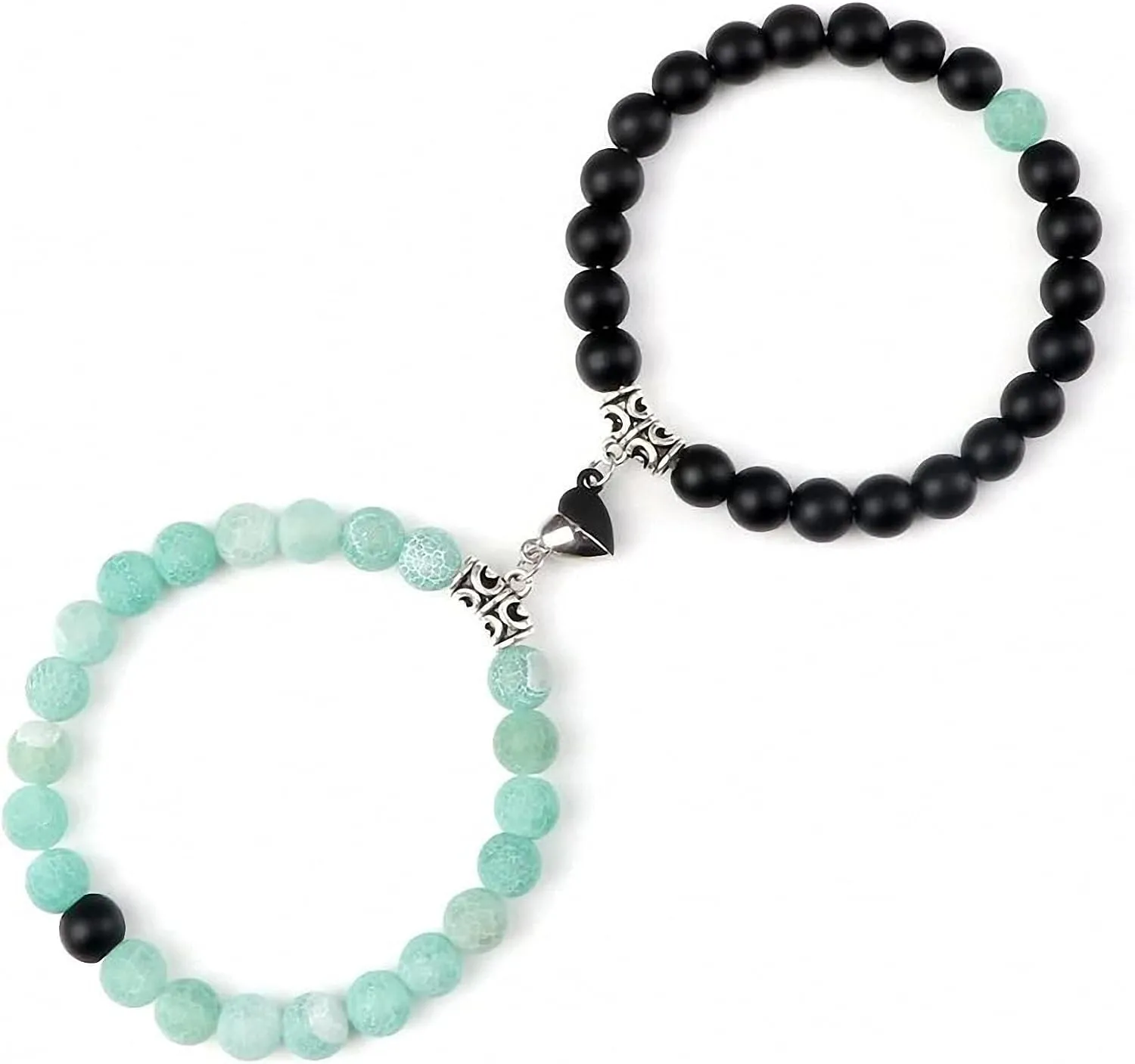 2 pcs/set Beads Bracelet for Lovers Natural Stone Distance Heart Couple Bracelets Friendship Jewelry Gift
