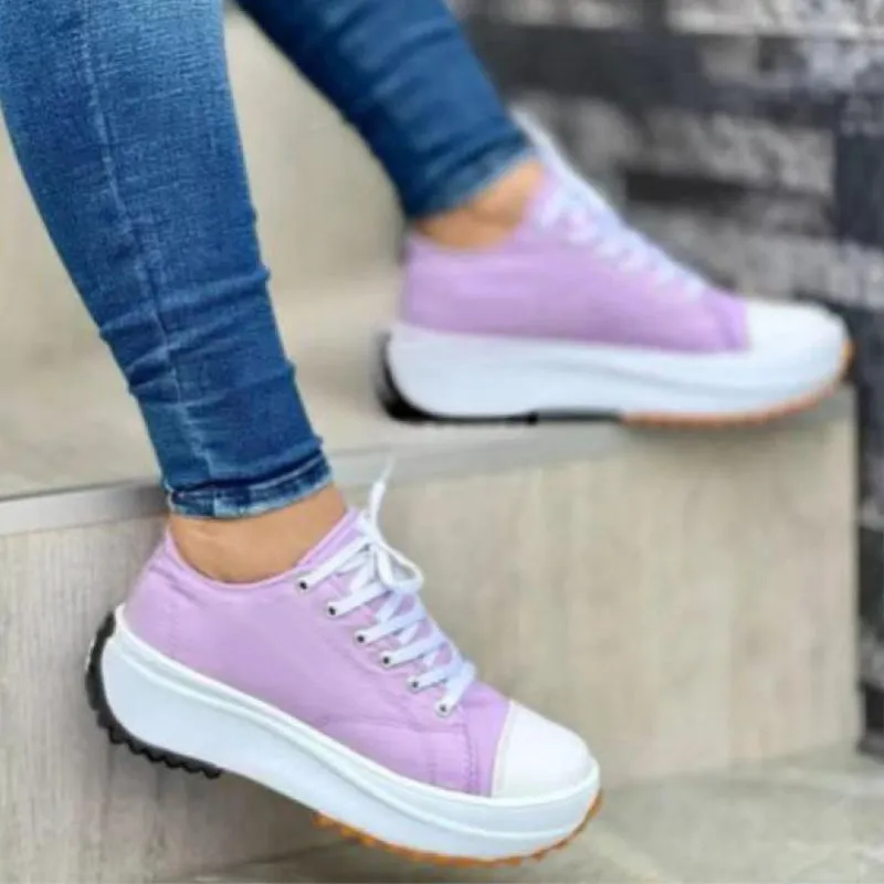 2022 Women's Round Toe Lace-up Platform Arch Support Canvas Shoes