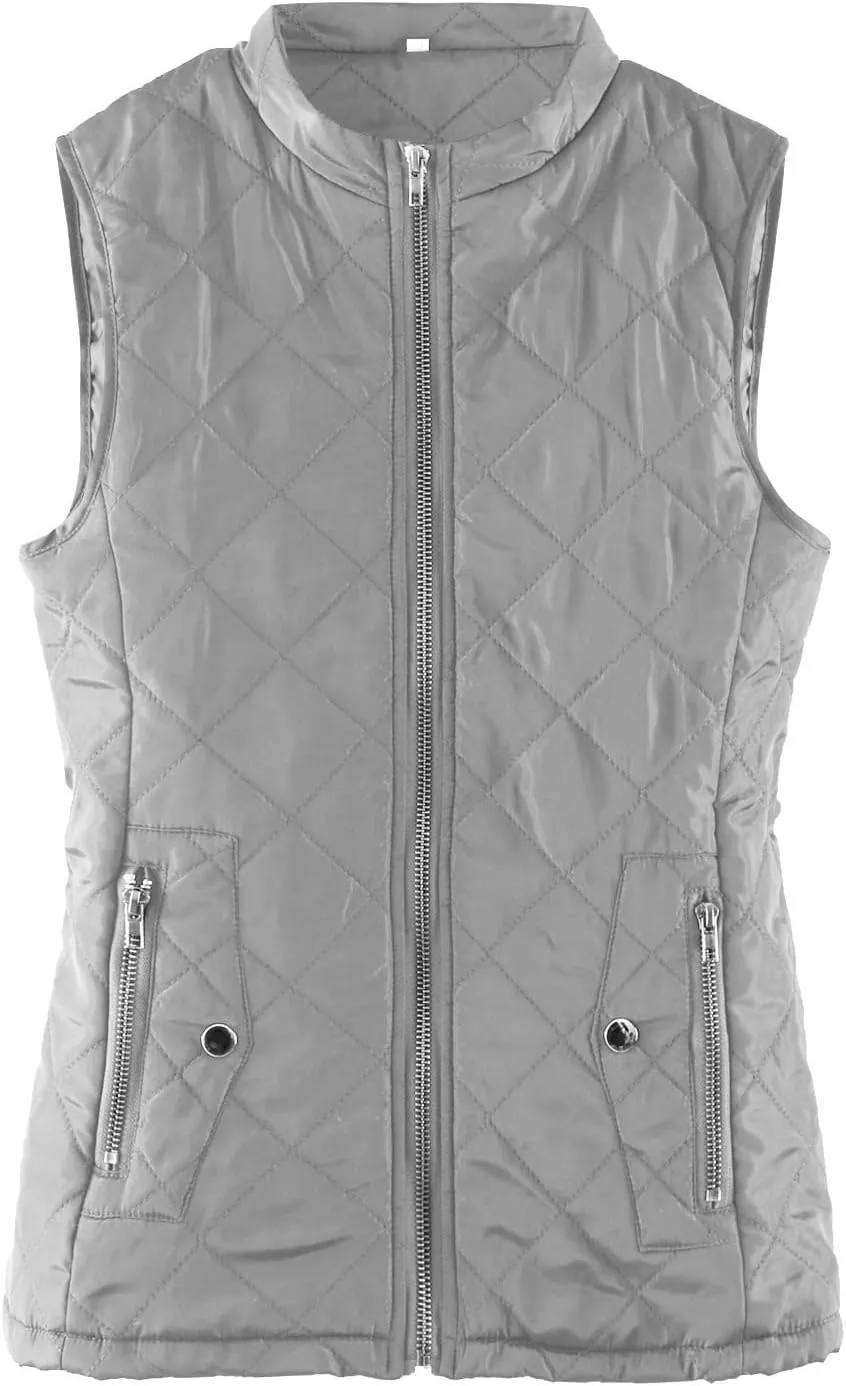 2024 Women's Lightweight Quilted Softshell Vest Winter Windproof Puffer Vests Full Zip Up Sleeveless Down Coats Jackets