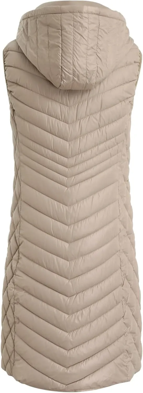 2024 Women's Long Quilted Vest Hooded Winter Warm Sleeveless Cotton Padded Jacket Thicken Down Coats Trendy Puffer Vests