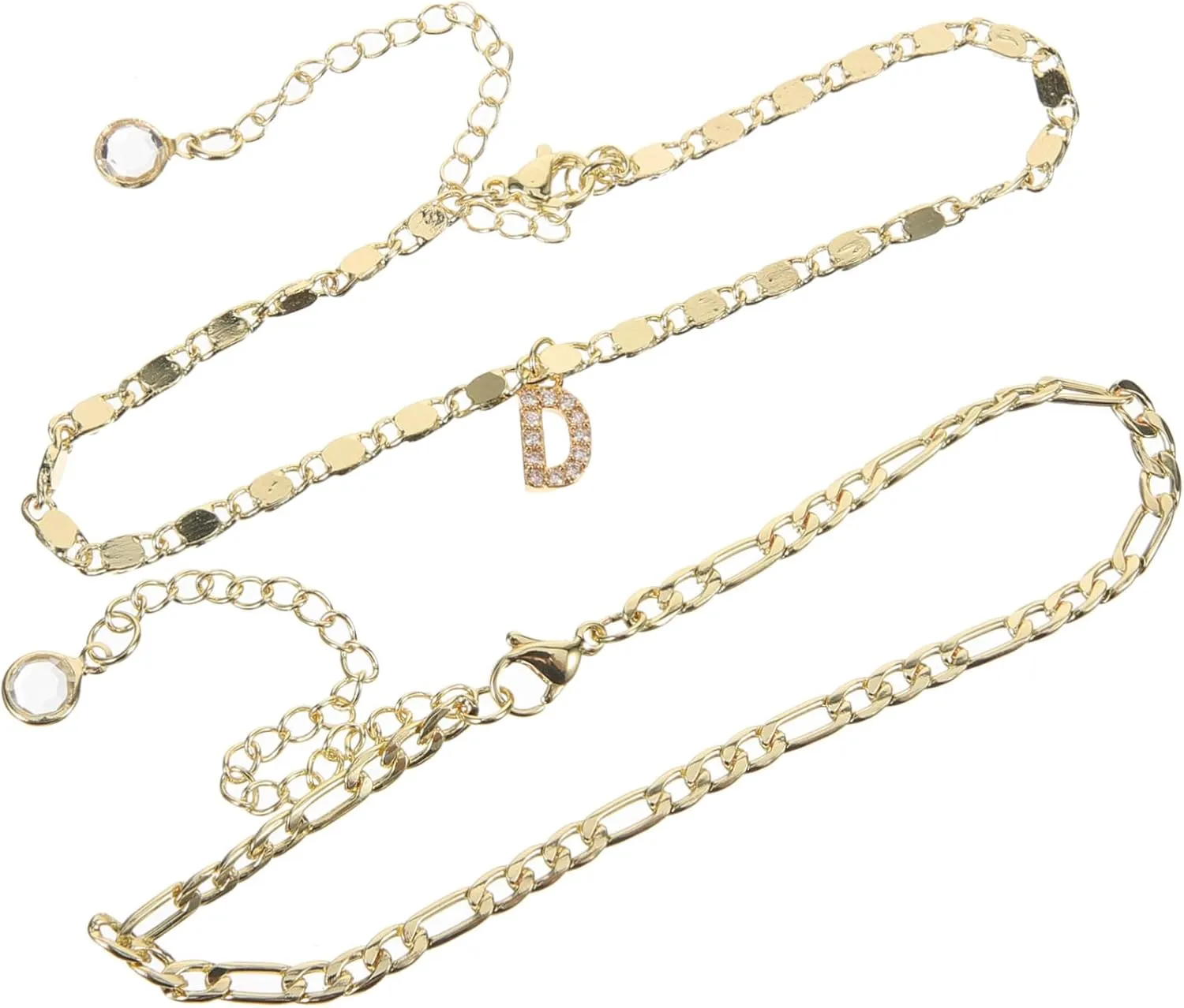 2pcs Ankle Bracelets for Women Gold Anklet Chain Silver Letter Gold Ankle Bracelet Ankle Jewelry Ankle Bracelet for Women Stackable Ankle Bracelets for Women Stainless Steel