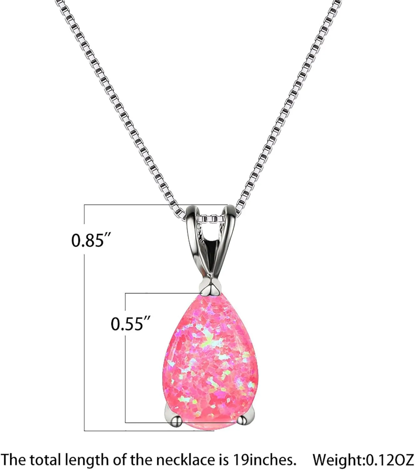 925 Sterling Silver Opal Necklace - Opal Teardrop Necklace - October Birthstone Necklace for Women Silver - Pearl White Opal