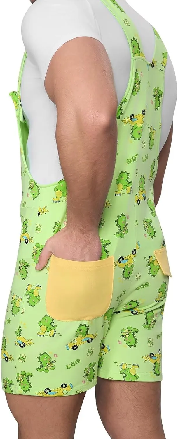 Adult Overalls Cotton Rompers Jumpsuit for Men Oversize Bib Shorts with Pocket