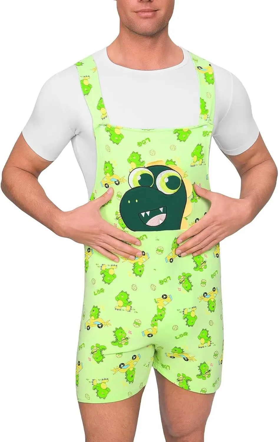 Adult Overalls Cotton Rompers Jumpsuit for Men Oversize Bib Shorts with Pocket