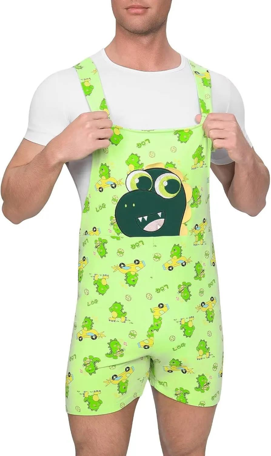 Adult Overalls Cotton Rompers Jumpsuit for Men Oversize Bib Shorts with Pocket