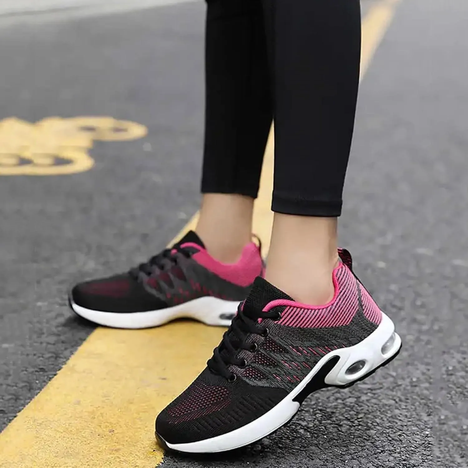 Air Cushion Sole Sneakers for Women Lightweight Casual Sneakers for Gym Travel Work Arch Support Walking Shoe