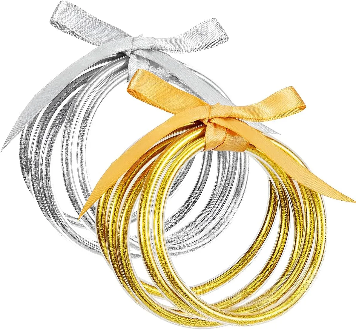 Alphatool Glitter Jelly Bangles Bracelets for Women - Soft Silicone Glitter Filled Bracelet, Bowknot Sparkling Fashion Bangles for Ladies, Girls