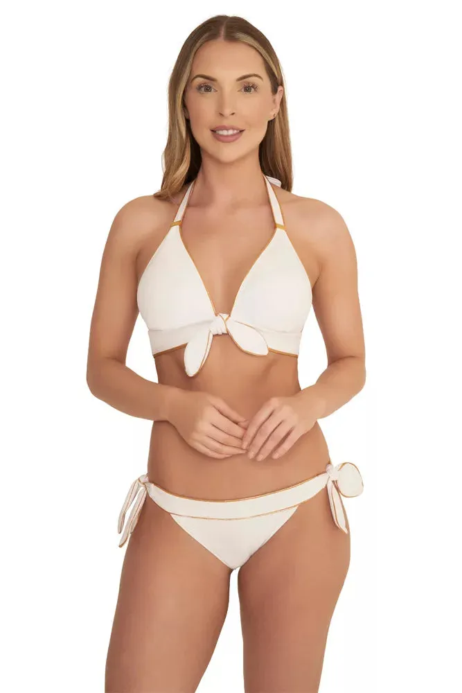 Amalfi White And Gold Bikini Top