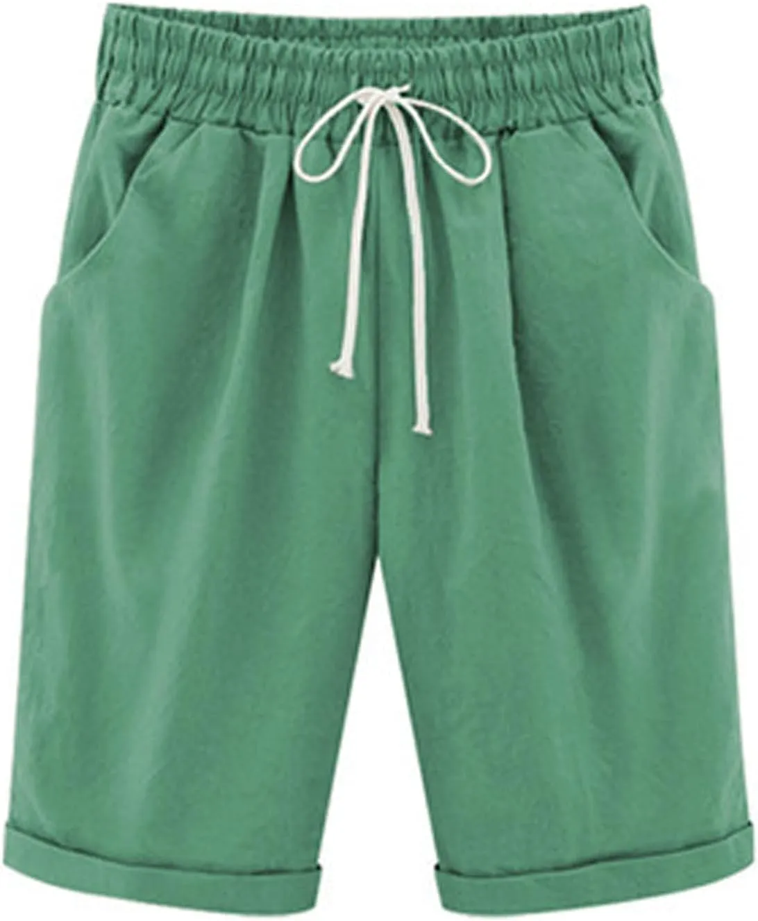 AMDBEL Bermuda Shorts for Women Trendy Baggy Women's Bermuda Shorts Long Sweat Knit Shorts with Pockets Lounge Workout Shorts