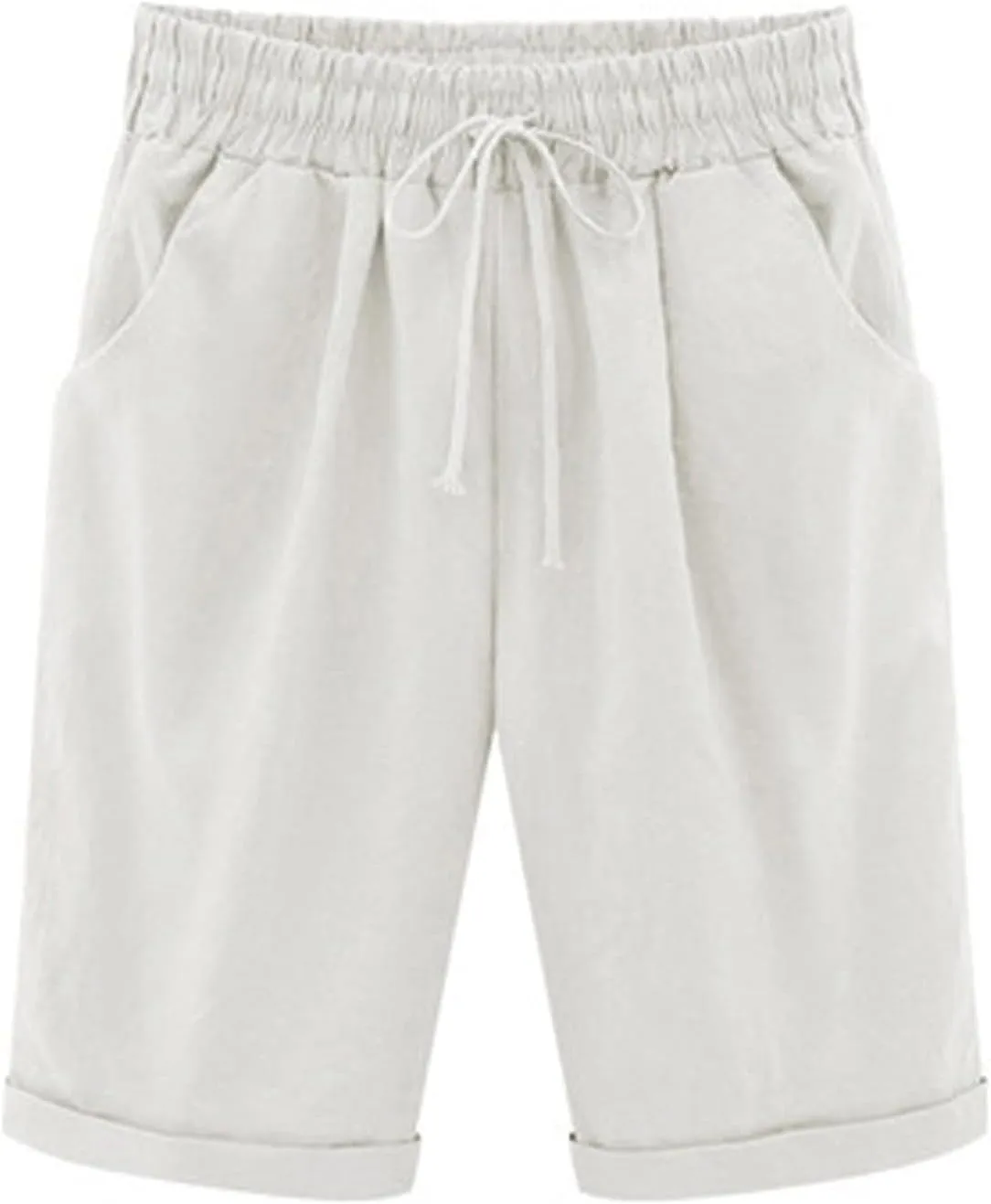 AMDBEL Bermuda Shorts for Women Trendy Baggy Women's Bermuda Shorts Long Sweat Knit Shorts with Pockets Lounge Workout Shorts