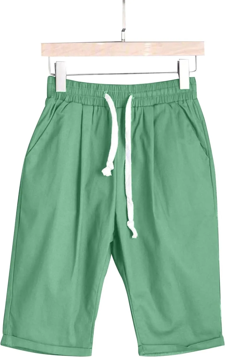 AMDBEL Bermuda Shorts for Women Trendy Baggy Women's Bermuda Shorts Long Sweat Knit Shorts with Pockets Lounge Workout Shorts