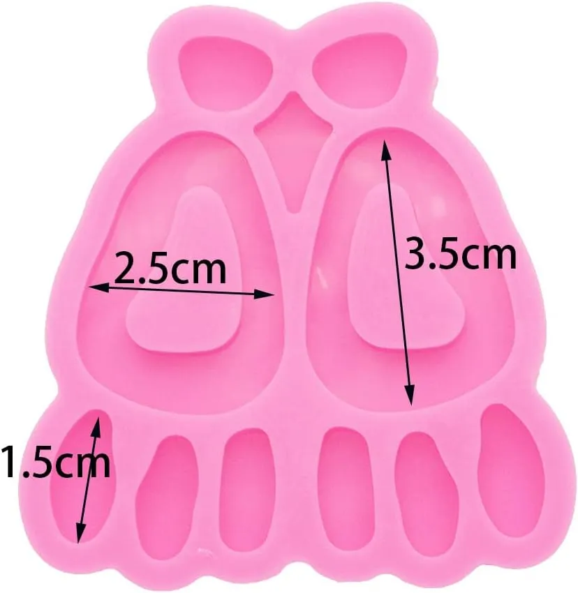 Angel Wings Shiny Horseshoe Shape Earrings Resin Silicone Mold, for Small Size Earrings Ear Studs Agate Pearl Pendant Crafting Making Epoxy Resin Molds