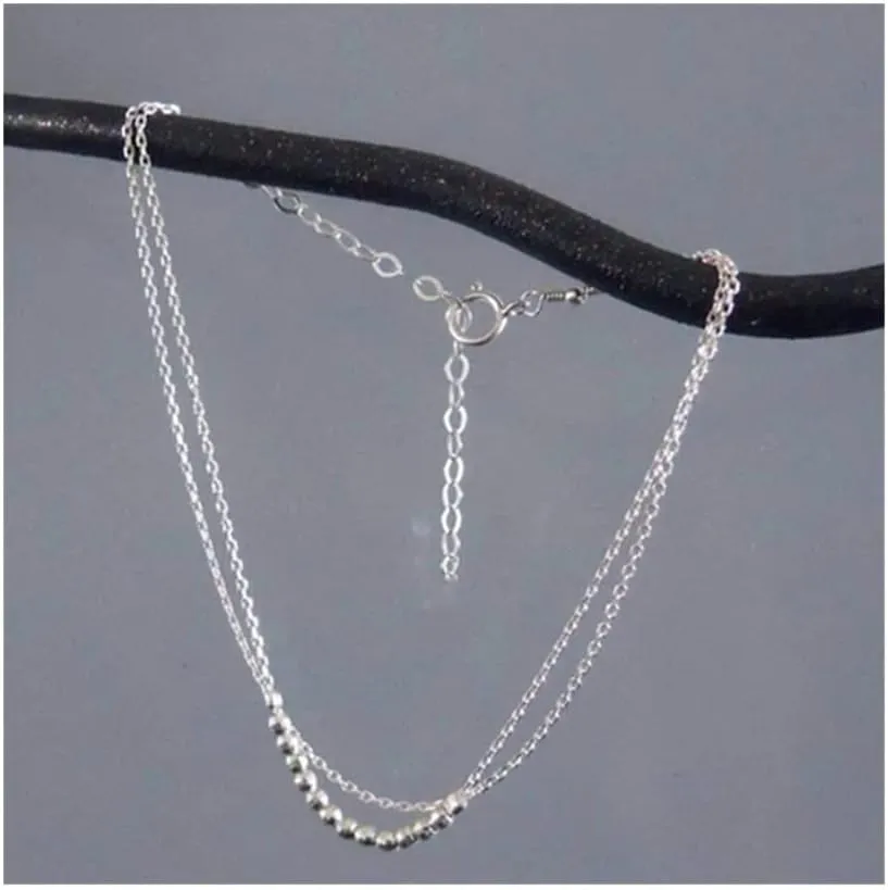 Anklet Anklets for Women Barefoot Sandals Jewelry On Beach Foot Anklet for Women (Metal Color : Silver)
