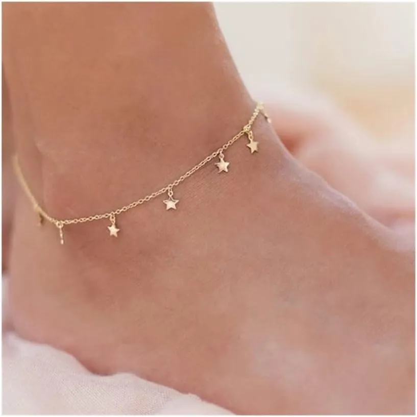 Anklet Anklets for Women Barefoot Sandals Jewelry On Beach Foot Anklet for Women (Metal Color : Silver)