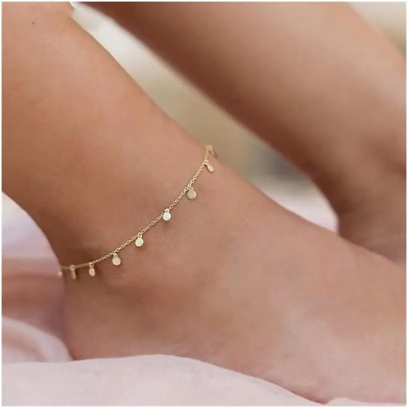 Anklet Anklets for Women Barefoot Sandals Jewelry On Beach Foot Anklet for Women (Metal Color : Silver)