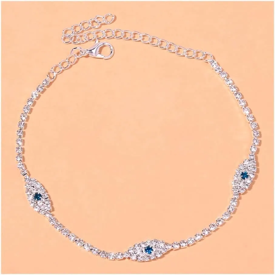 Anklet Fashion Ankle Bracelet for Women Sandals Beach Anklet Jewelry Anklet for Women (Metal Color : Silver Anklet)