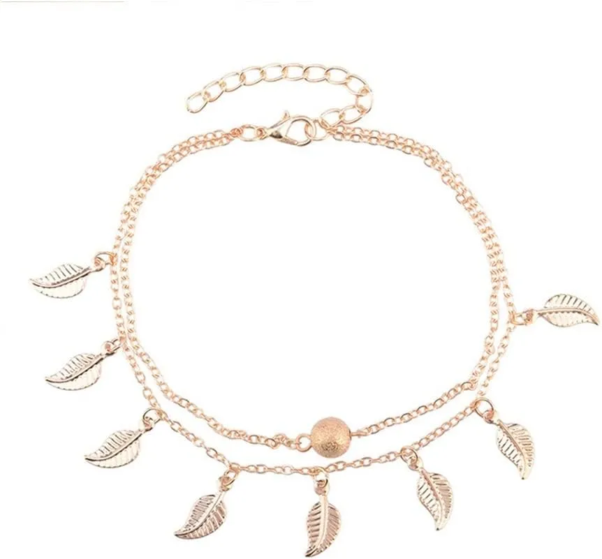 Anklet Fashion Anklet Summer Beach Anklet for Women Foot Jewelry Anklet for Women (Metal Color : Gold)