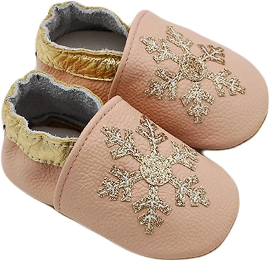 Baby Girls Baby Boys Christmas Flat Shoes Toddler Soft Sole Shoes First Walking ??rib Shoes Flat Snowflakes Print Shoes