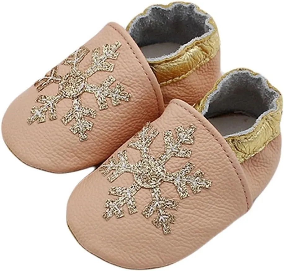 Baby Girls Baby Boys Christmas Flat Shoes Toddler Soft Sole Shoes First Walking ??rib Shoes Flat Snowflakes Print Shoes