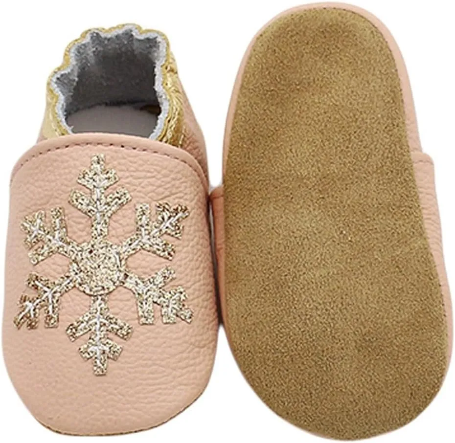 Baby Girls Baby Boys Christmas Flat Shoes Toddler Soft Sole Shoes First Walking ??rib Shoes Flat Snowflakes Print Shoes
