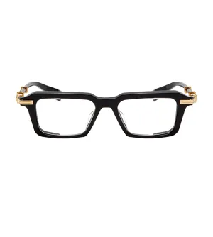 Balmain Unisex Black & Gold Rectangular Optical Frame