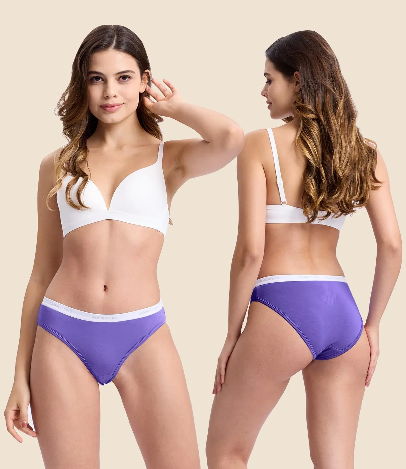 BAMBOO COOL Womens Underwear Soft Bikini High Cut Panties Stretch Moisture Wicking Panties for Women, 5-Pack