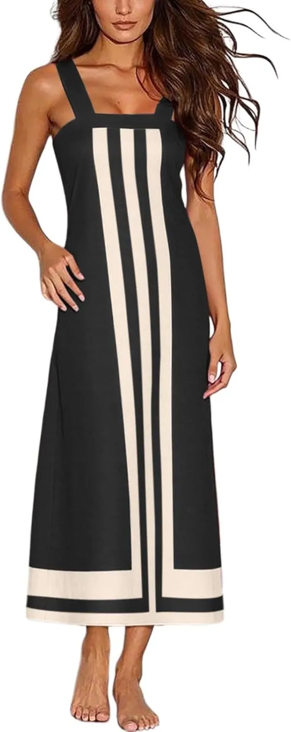 Beach Dresses for Women Casual Sleeveless Strapped Long Sundresses 2025 Summer Boho Vacation Dress