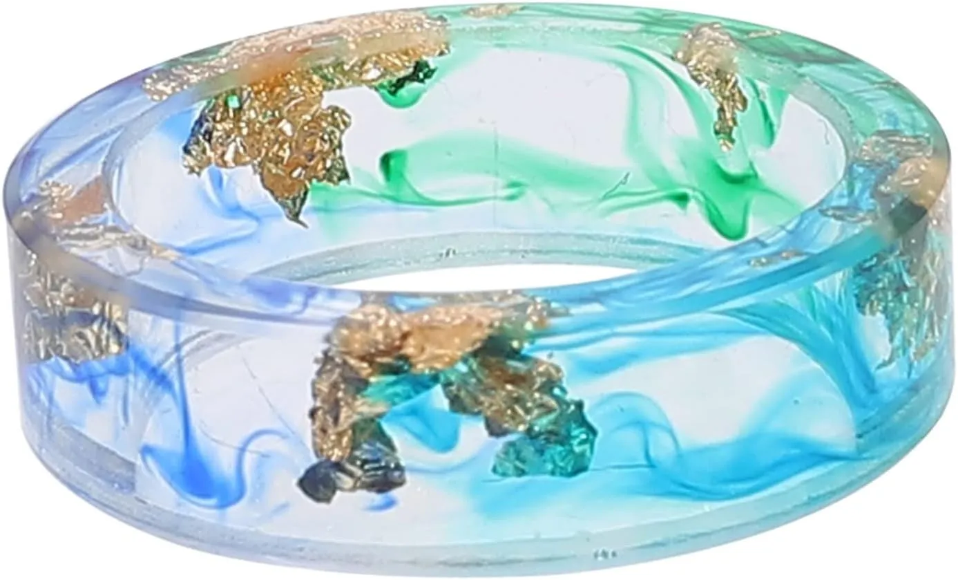 BESPORTBLE 1Pc Delicate Resin Gold Foil Ring Handmade Jewelry for Women Unique Fashion Accessory for Daily Wear Special Occasions Friends and Loved Ones