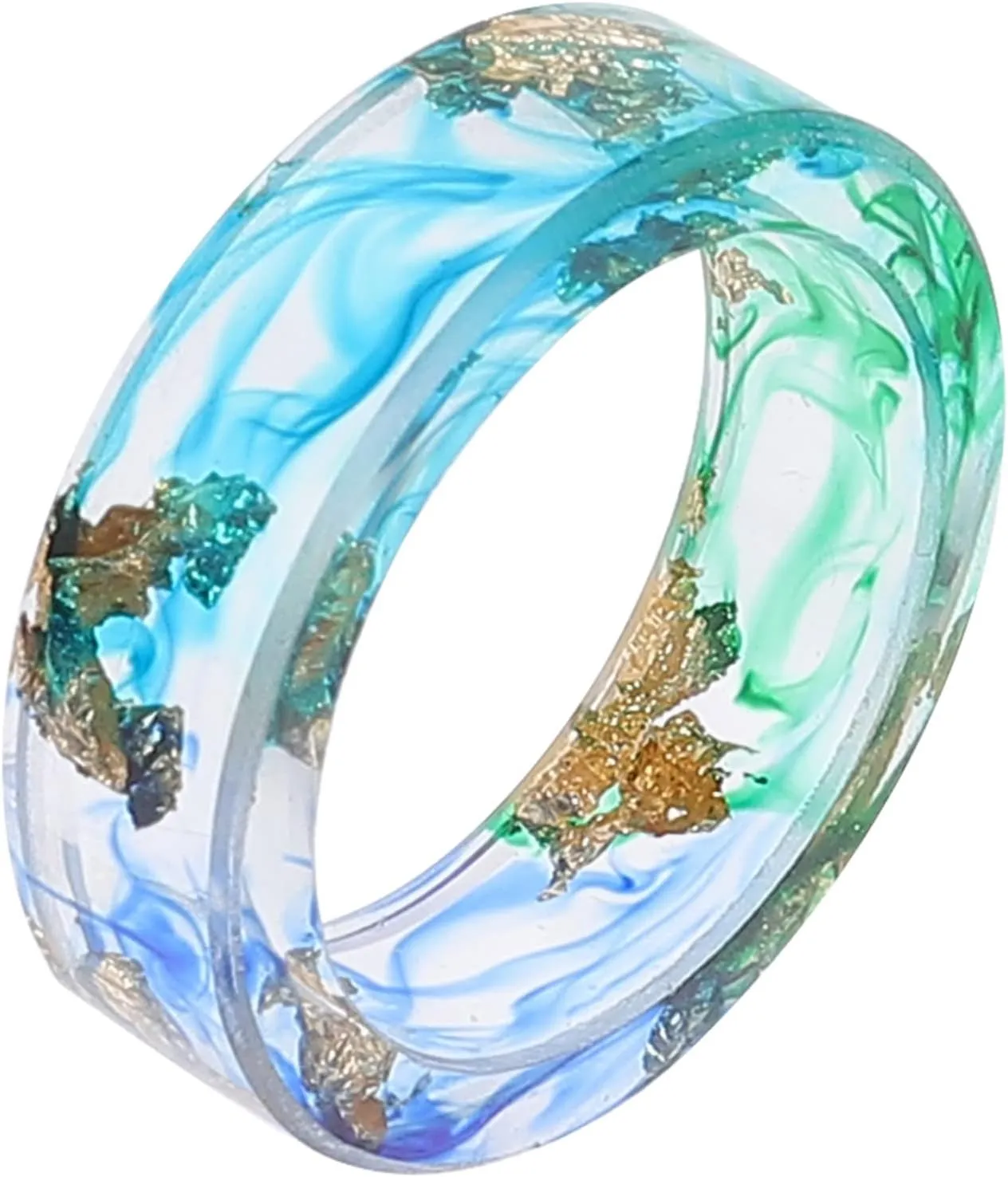 BESPORTBLE 1Pc Stylish Gold Foil Resin Craft Ring for Women Unique Hand Jewelry Decor Finger Ring with Fashionable Design for Daily Wear and Special Occasions