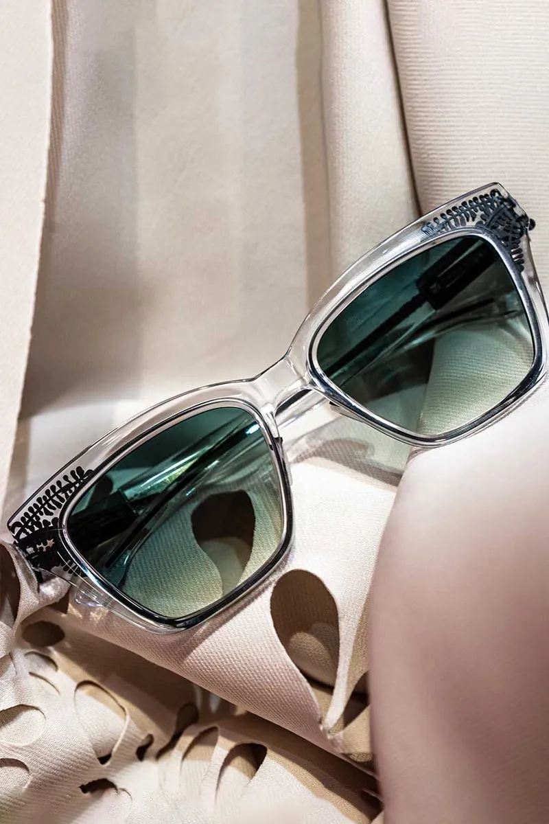 Bibhu 02 Black Crystal Clear Matte Sunglasses