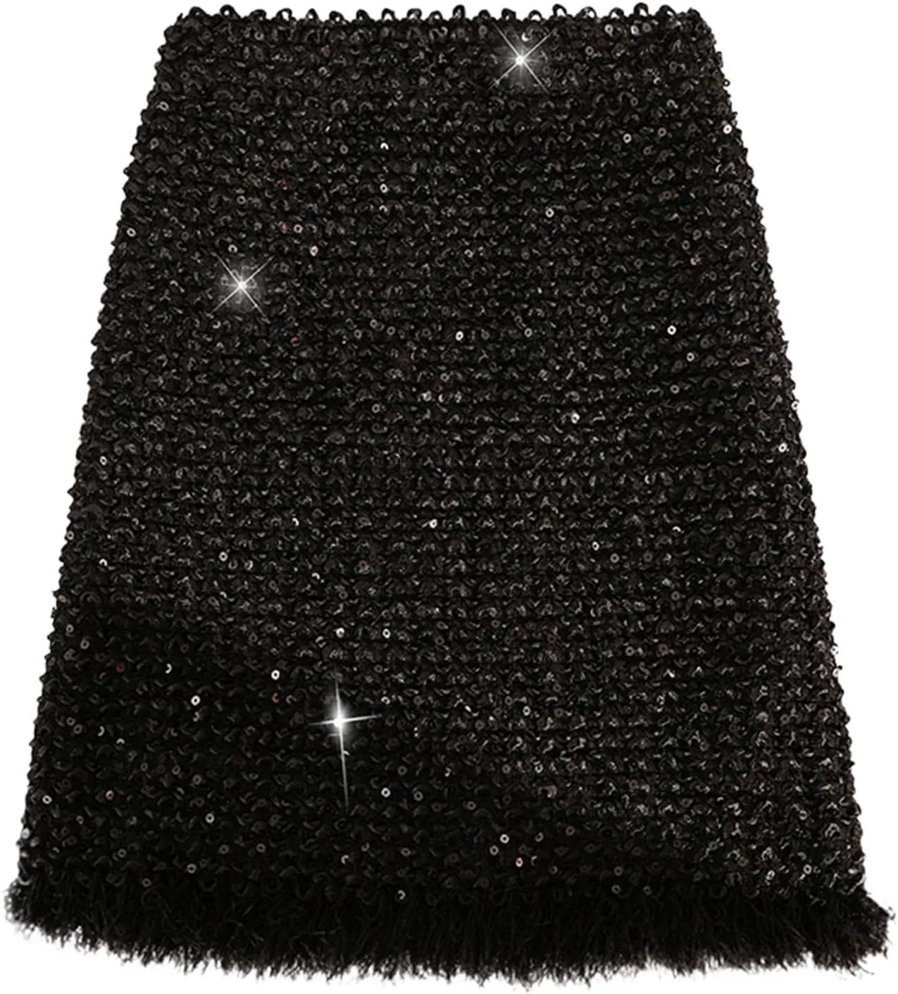 Black Skirt for Women Women's High Waist Sequin Wrap Skirt Fall Winter Stretchy Slim Fit Fringe Midi Skirt