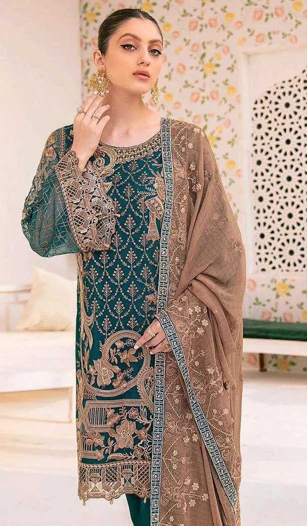 Blue Designer Pakistani Style Party Wear Suit