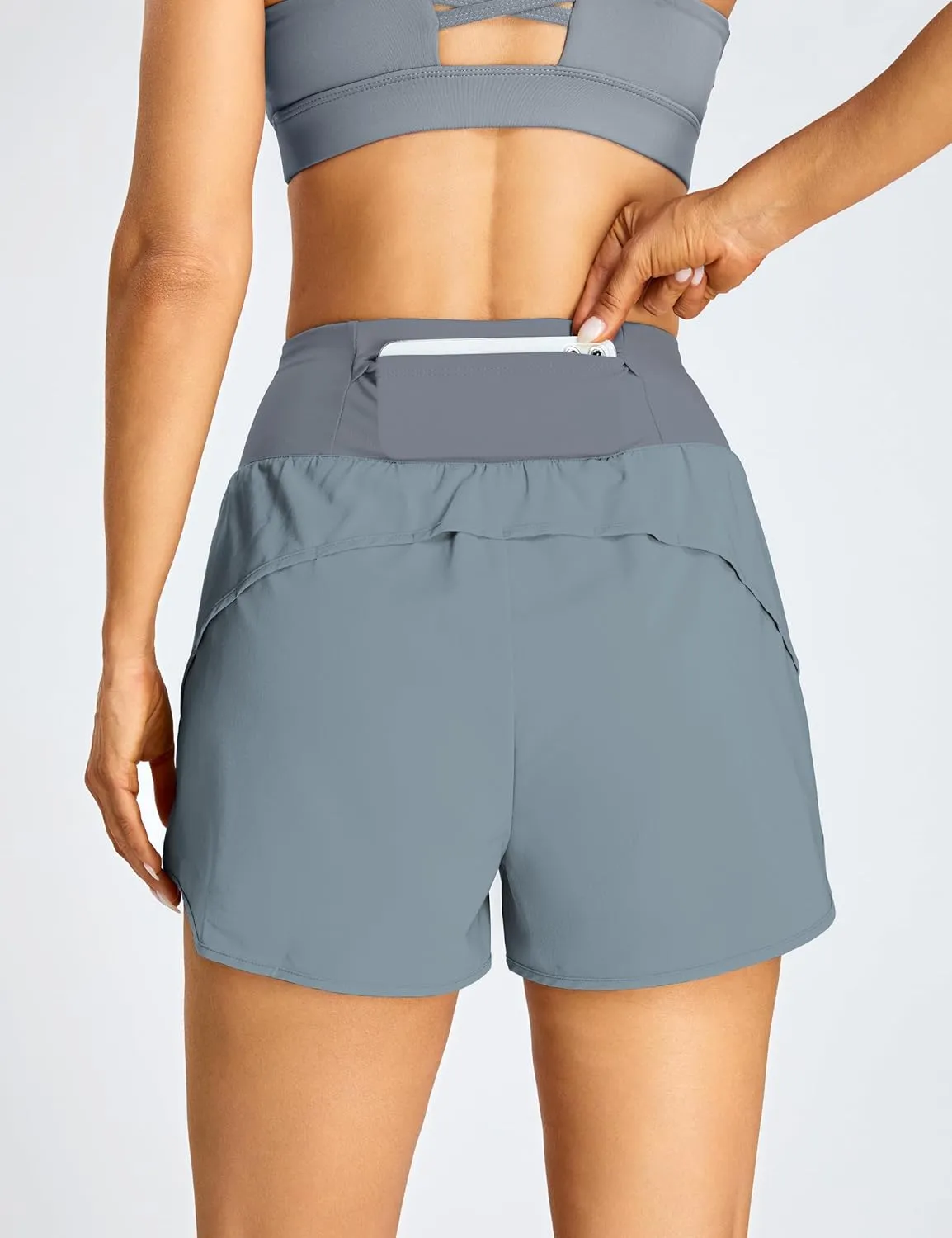 BMJL Women's High Waisted Athletic Shorts Pocket Workout Shorts Gym Sporty Running Shorts