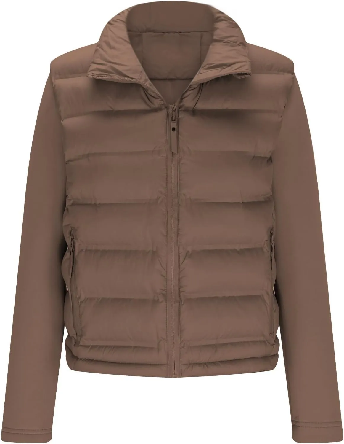 Borniu Womens Winter Cropped Puffer Jacket Coat Splice Short Warm Quilted Jacket Lightweight Down Coats with Pockets