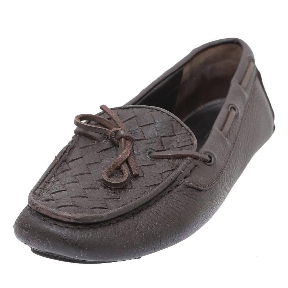Bottega Veneta Chocolate Brown Intrecciato Bow Loafers 39.5