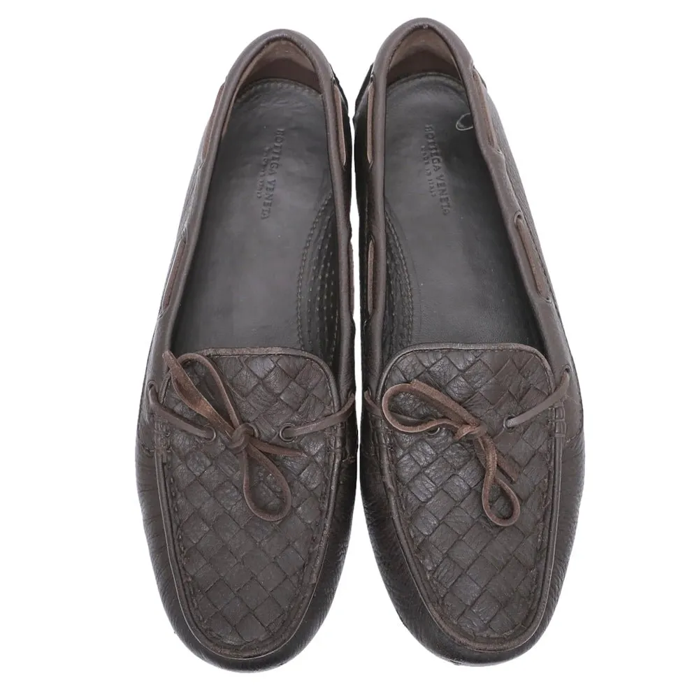 Bottega Veneta Chocolate Brown Intrecciato Bow Loafers 39.5