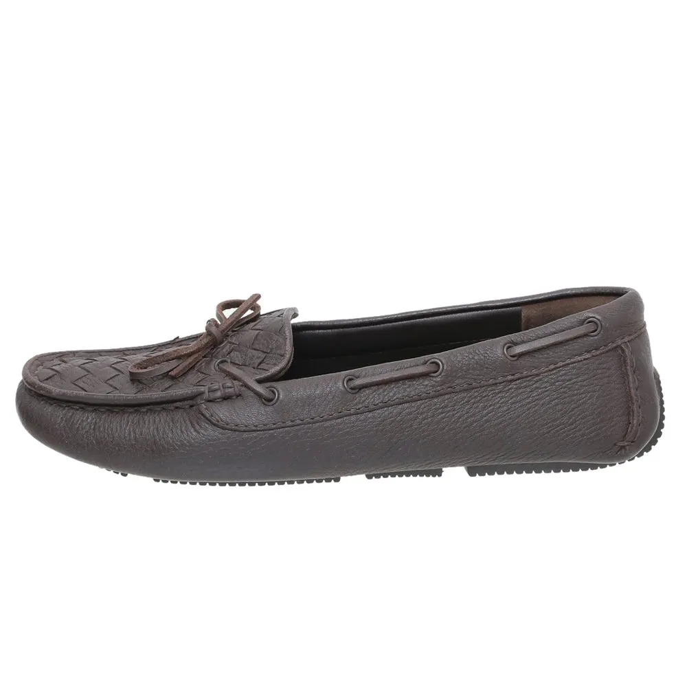 Bottega Veneta Chocolate Brown Intrecciato Bow Loafers 39.5
