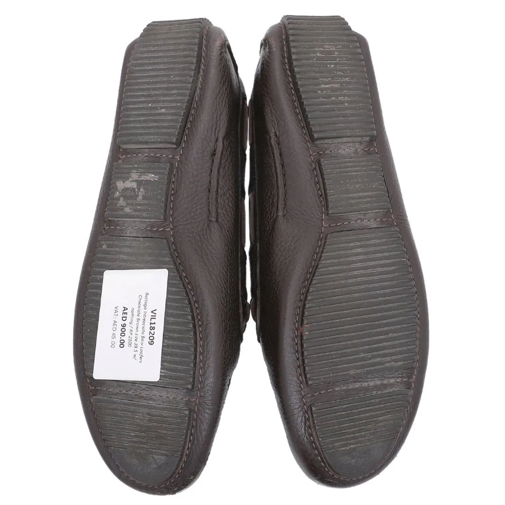 Bottega Veneta Chocolate Brown Intrecciato Bow Loafers 39.5