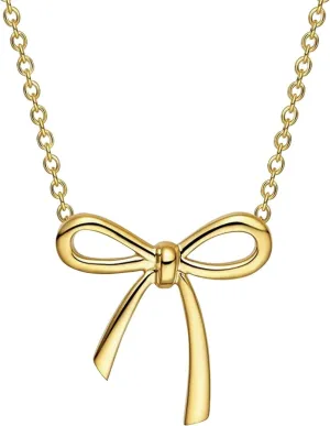 Bow Necklace for Women Dainty Gold/Silver Plated Choker Chain Necklace Trendy Cute Small Bow Pendant Jewelry Necklace for Women
