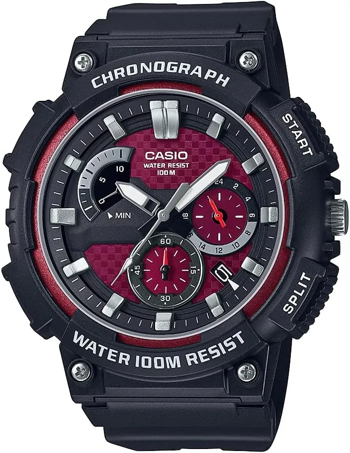 Casio MCW200H Series | Mens Analog Watch |100M WR | Retrograde Chronograph | 1 Second Stopwatch | Date Display | Multi Dial | Resin Glass | Resin Case | Resin Band | 3 Year Batt