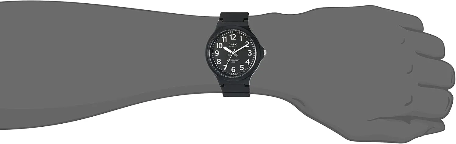 Casio MW240 Series | Mens Quartz Watch | 50M WR | Large Resin Case | Resin Glass | Resin Band | Large Arabic Numerals | Analog Watch | Easy to Read Display | 3 Year Battery