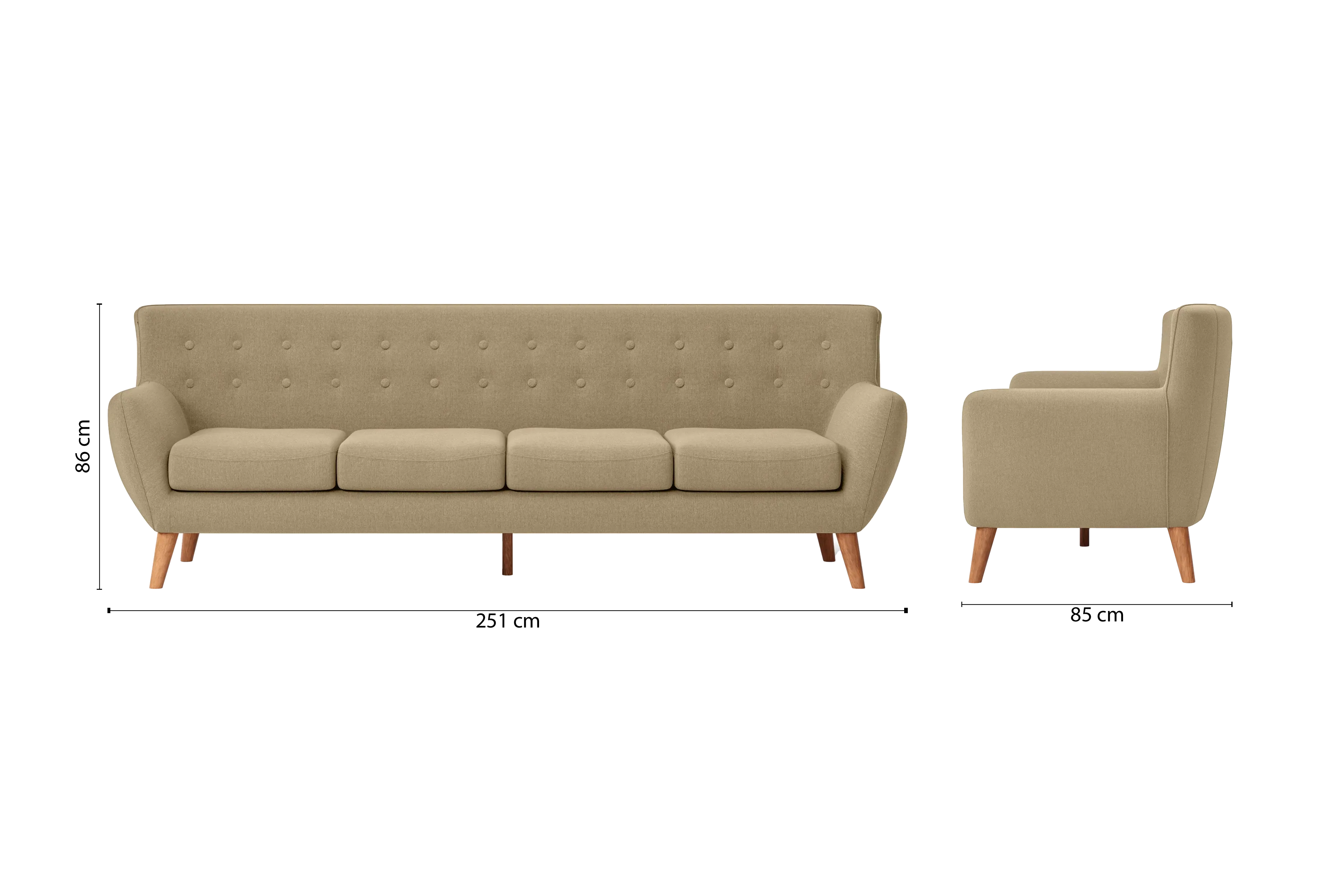 Casoria 4 Seater Sofa Beige Linen Fabric