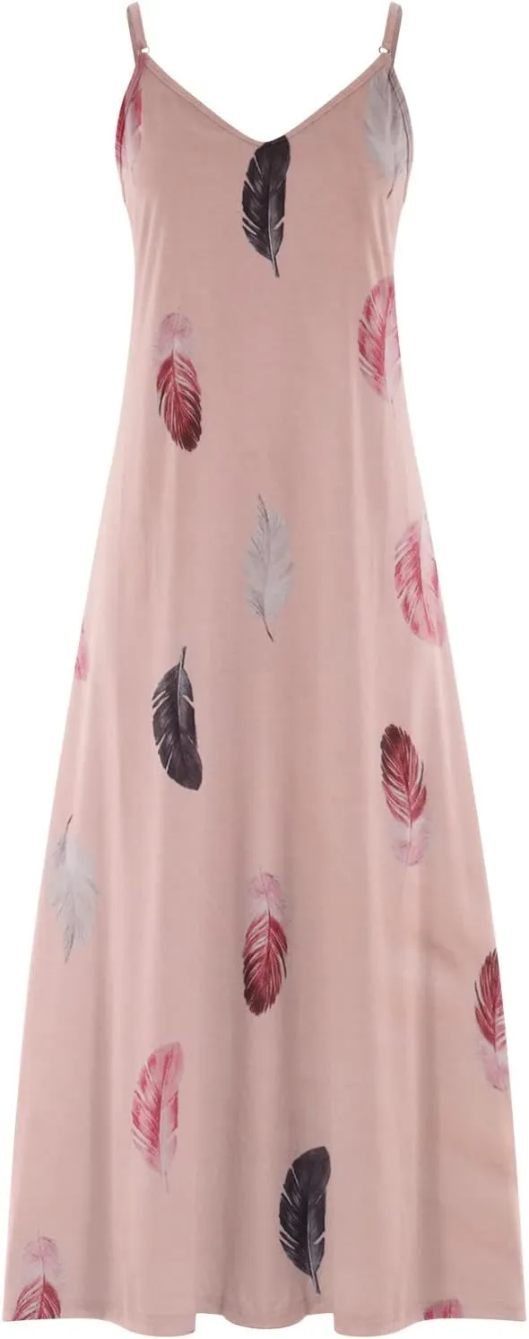 Casual Dresses for Women Boho Summer Sundress 2025 Spaghetti Strap V Neck Flowy Maxi Dresses Flower Print Dress