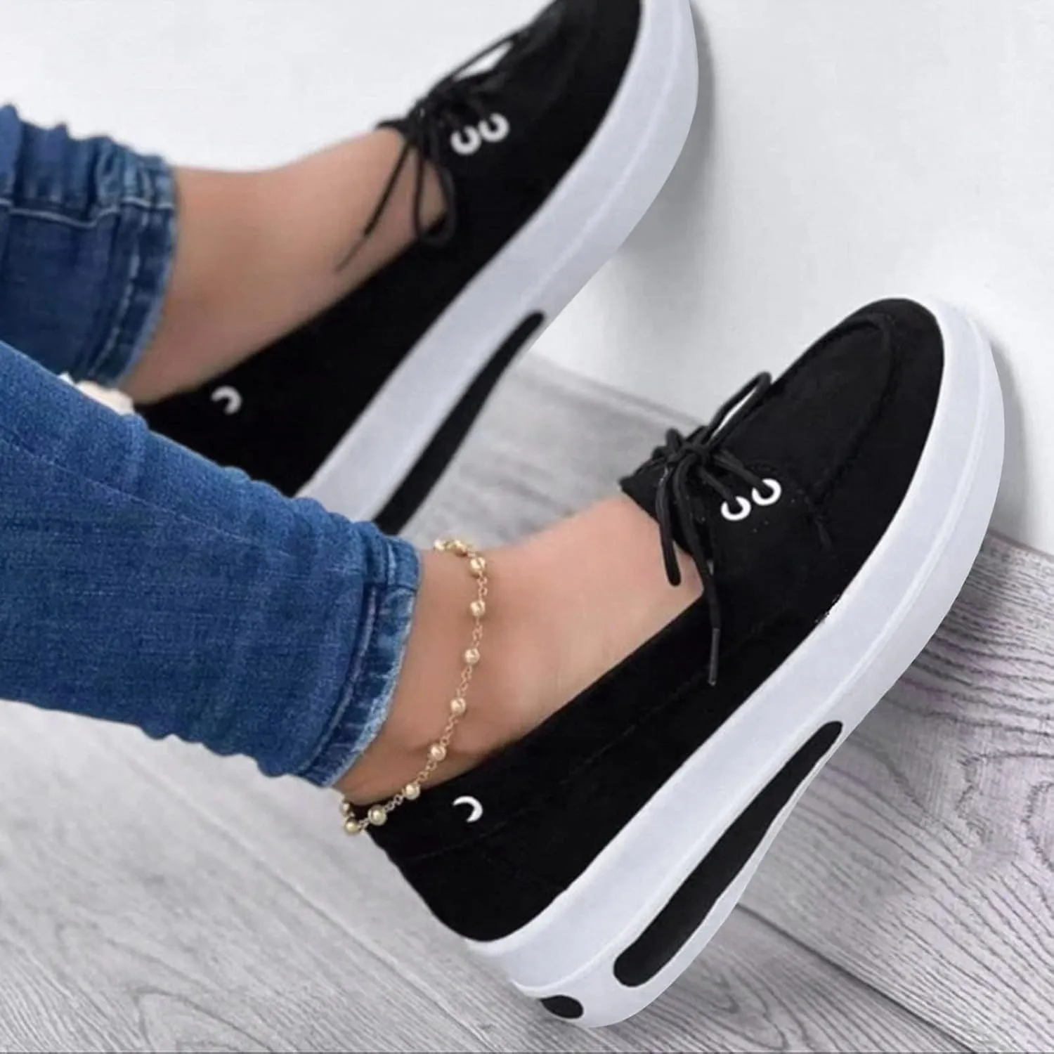 Casual Sneakers for Women Trendy Platform Women's Black Slip On Tennis Shoes Walking Shoes for Women Black Wedge Gym Shoes for Women Zapatos De Trabajo para Mujer Antideslizante Contra El Agua