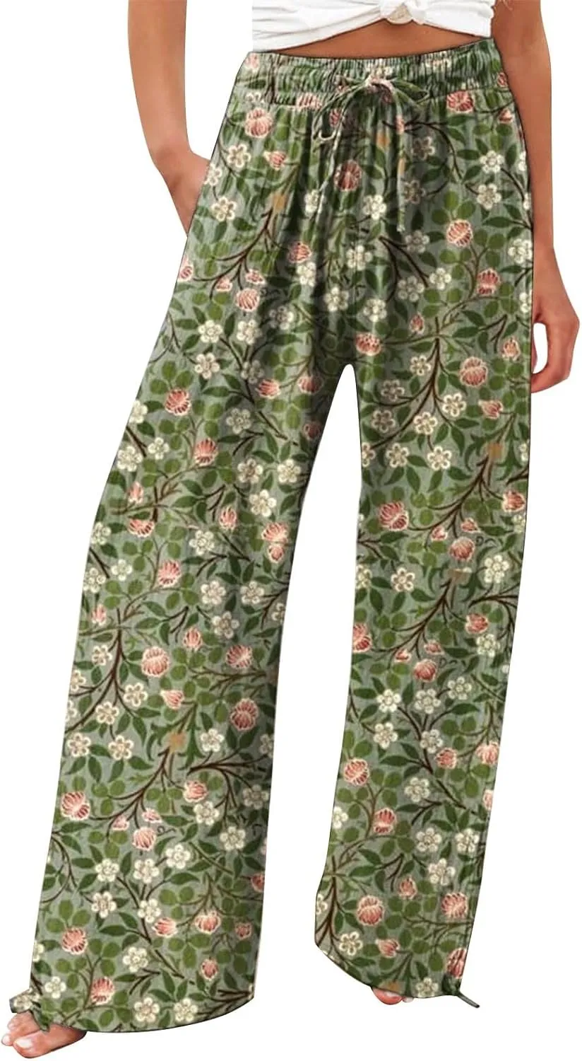 Casuals Long Business Pants with Pockets Womens Cotton Casual Loose Pants Comfy Work Pants with Pockets Elastic High