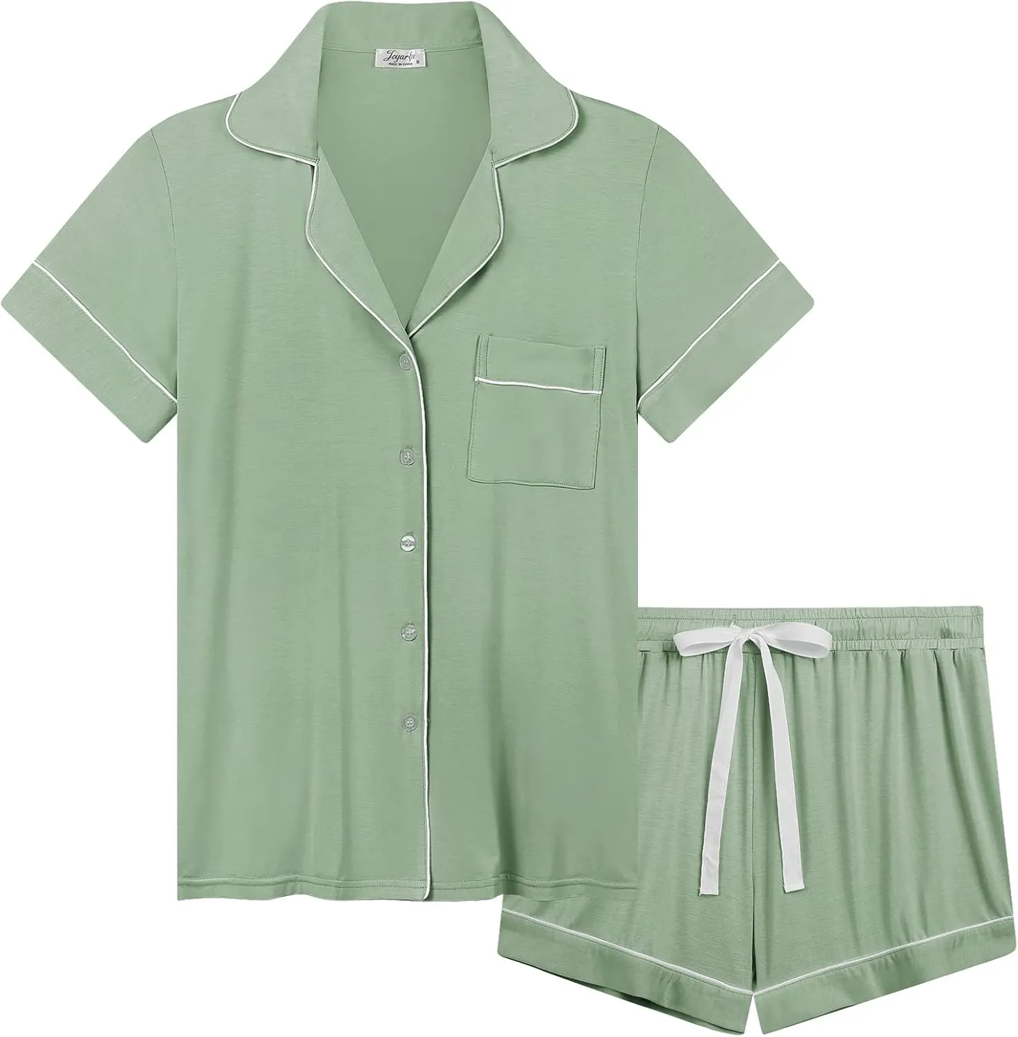 Cherrydew Women Bamboo Viscose Super Soft Comfy Summer Cooling Short Sleeve Button Down Pajama Shorts Set S-XXL