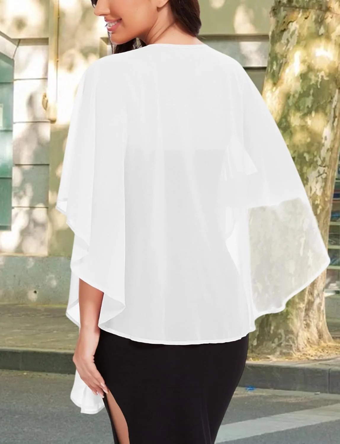 CHICGAL Shawls and Wraps for Evening Dresses Sheer Womens Chiffon Scarf Wedding Bridal Cover Up
